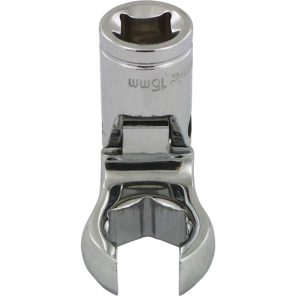 Tools 3/8"Dr Metric 15mm Flex Head, Crow Foot Flare Nut Socket, Chrome